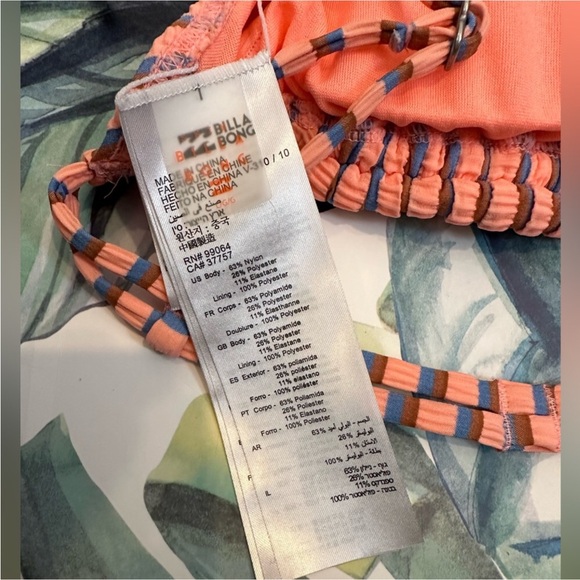 Billabong Ribbed Striped Bralette Swim Top Boho Coastal Grandma Surf Size Large - Picture 2 of 4